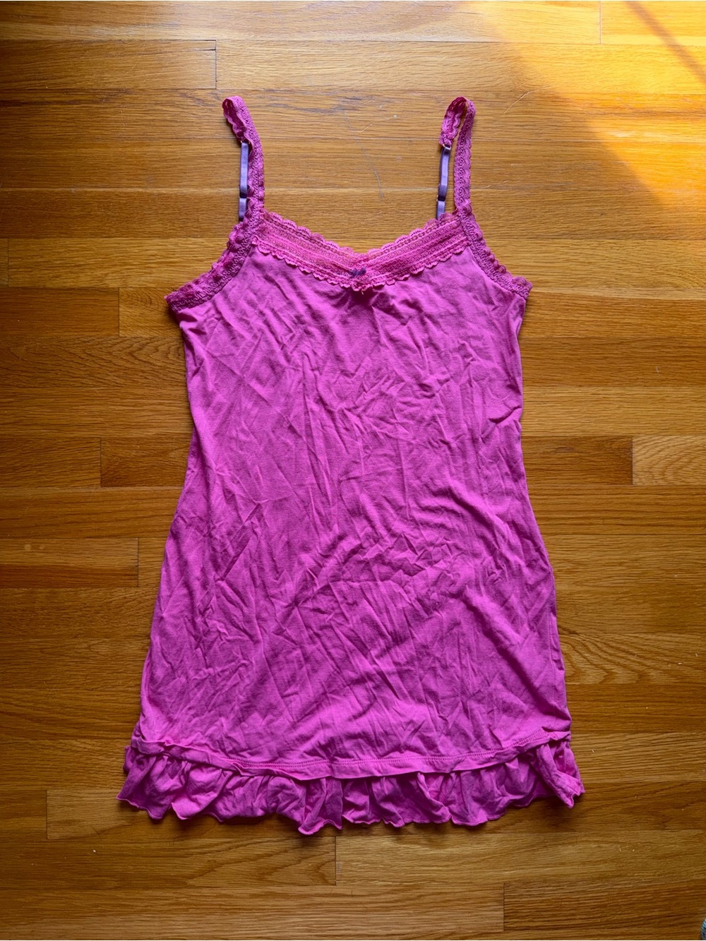 Cynthia Rowley Magenta Pink Lace Trim Ruffle Hem Dress - Size Medium